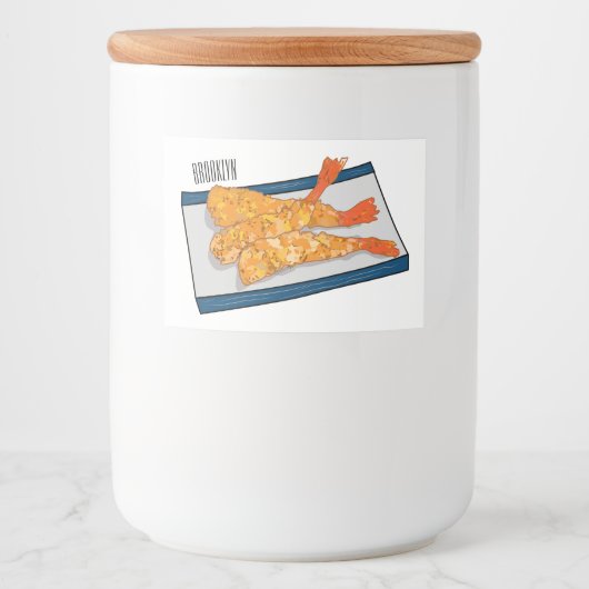 Étiquette Pour Bocaux Shrimp tempura cartoon illustration (Devant)