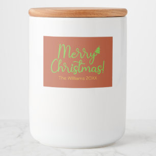 Étiquette Pour Bocaux Simple Joyeux Noël Brun-Rouge