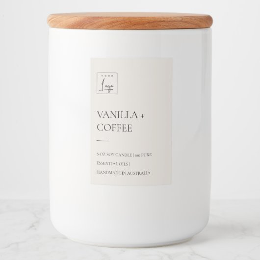 ÉTIQUETTE POUR BOCAUX SIMPLE OEUF DUSKY IVORY BLANC MINIMUM BOUGIE LOGO (Devant)