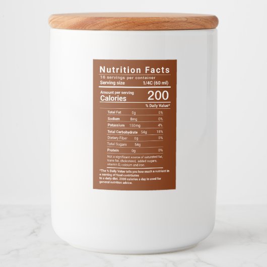 Étiquette Pour Bocaux Sirop d'érable Valeur nutritive Derniers règlement (Devant)