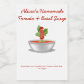 Étiquette Pour Bocaux Soupe à base de tomates et de basilic sur mesure (Étiquettes simples)
