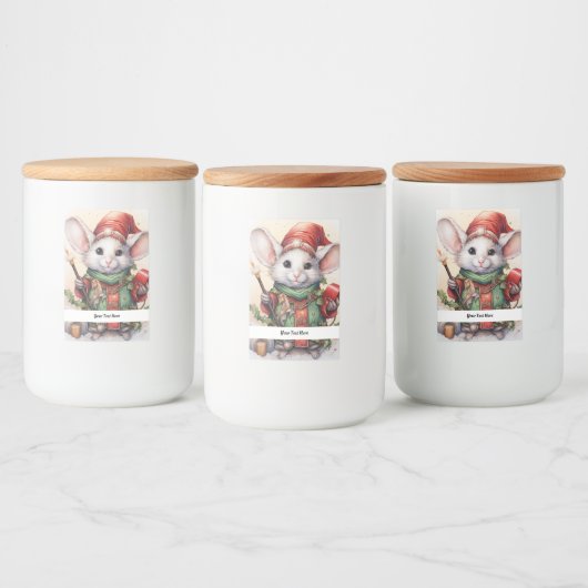 Étiquette Pour Bocaux Souris de Noël 49 Votre texte ici (Bouteilles)