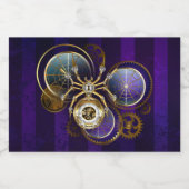 Étiquette Pour Bocaux Spider Steampunk sur Arrière - plan pourpre (Étiquettes simples)