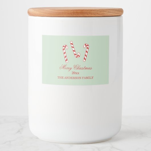 Étiquette Pour Bocaux Sucres de canne rouges, verts et blancs Noël (Devant)
