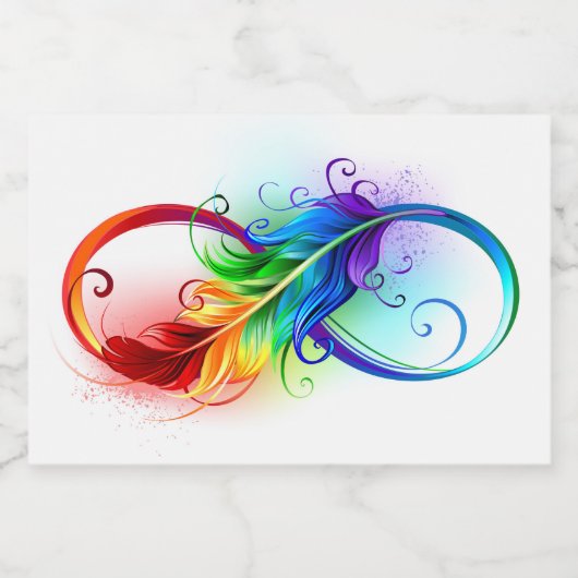 Étiquette Pour Bocaux Symbole d'infini avec plume arc-en-ciel (Étiquettes simples)