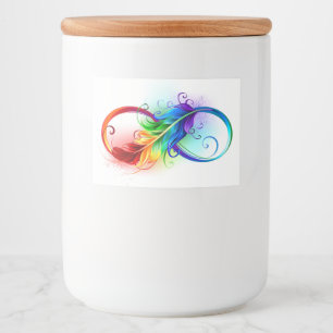 Étiquette Pour Bocaux Symbole d'infini avec plume arc-en-ciel