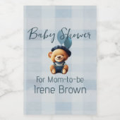 Étiquette Pour Bocaux Teddy Bear Jean Baby shower Bleu (Étiquettes simples)