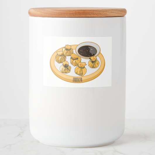 Étiquette Pour Bocaux Thai shrimp purse cartoon illustration (Devant)