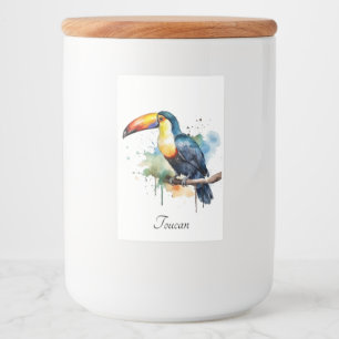 Étiquette Pour Bocaux toucan coloré assis sur une branche