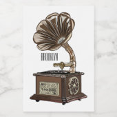 Étiquette Pour Bocaux Tourne-disque dessin animé (Étiquettes simples)