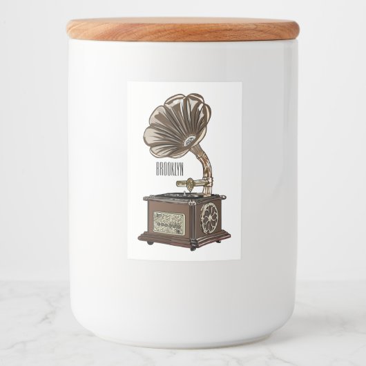 Étiquette Pour Bocaux Tourne-disque dessin animé (Devant)