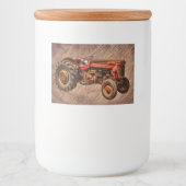 Étiquette Pour Bocaux Tracteur rouge antique (Devant)