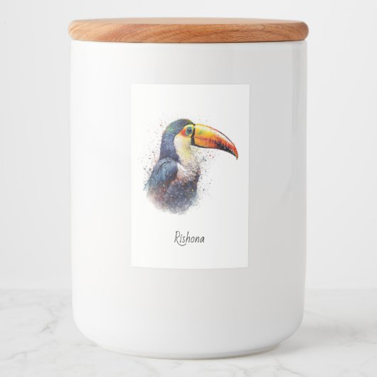 Étiquette Pour Bocaux Tropical Splendor Toucan, personnalisé (Devant)
