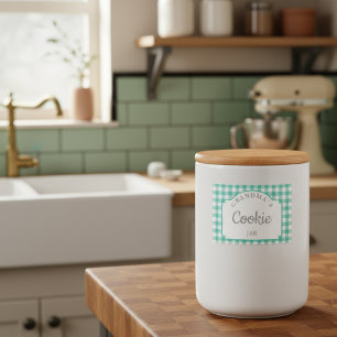 Étiquette Pour Bocaux Typographie moderne de En vichy Turquoise fille