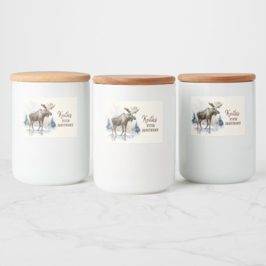 Étiquette Pour Bocaux Vibes d'hiver Moose - Anniversaire (Bouteilles)