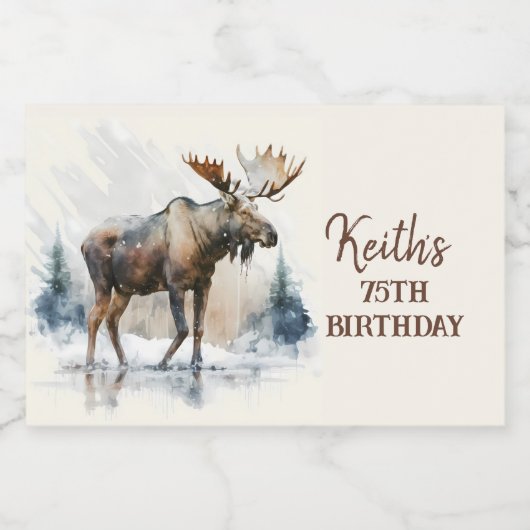 Étiquette Pour Bocaux Vibes d'hiver Moose - Anniversaire (Étiquettes simples)