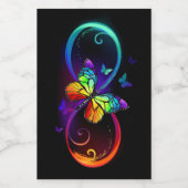 Étiquette Pour Bocaux Vibrant infinity with rainbow butterfly on black (Étiquettes simples)