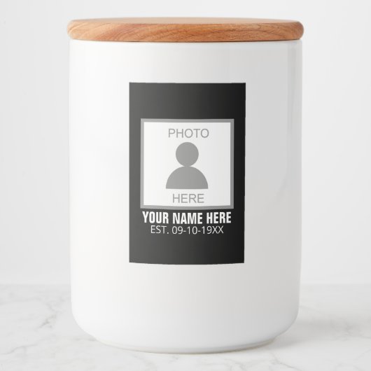 Étiquette Pour Bocaux Votre photo ici Nom et âge (Devant)