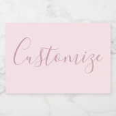 Étiquette Pour Bocaux Votre texte | Élégant Script & Soft Blush Rose (Étiquettes simples)