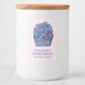 Étiquette Pour Bocaux Watercolor Blueberry Basket Custom Homemade Jam (Devant)