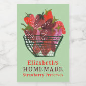 Étiquette Pour Bocaux Watercolor Strawberry Basket Custom Homemade Jam (Étiquettes simples)