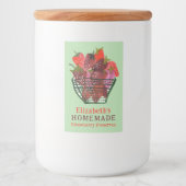 Étiquette Pour Bocaux Watercolor Strawberry Basket Custom Homemade Jam (Devant)