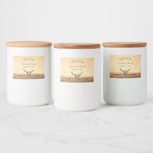 Étiquette Pour Bocaux Western Rustic Mariage Pays Vache Taureau crâne