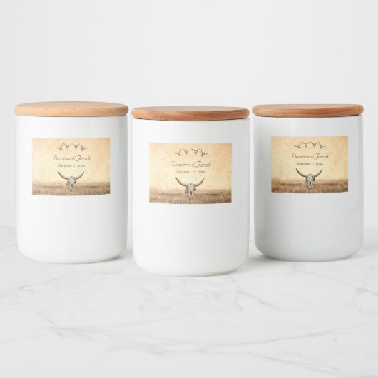 Étiquette Pour Bocaux Western Rustic Mariage Pays Vache Taureau crâne (Bouteilles)