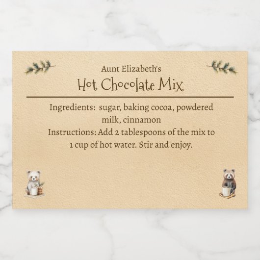 Étiquette Pour Bocaux Woodland Animals Christmas Hot Chocolate Mix (Étiquettes simples)