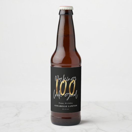 Étiquette Pour Bouteilles De Bière 100 ans d'or (Devant)