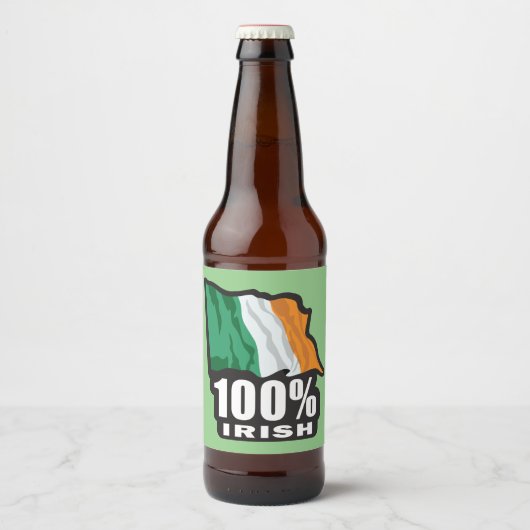 Étiquette Pour Bouteilles De Bière 100 % irlandais (Devant)