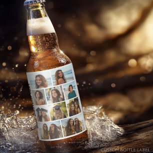 Étiquette Pour Bouteilles De Bière 10 Photo Collage - texte noir arrière - plan blanc