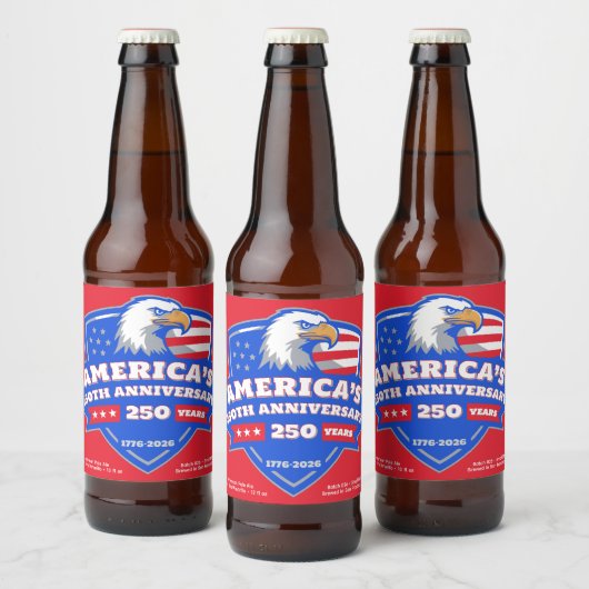 Étiquette Pour Bouteilles De Bière 1776–2026 Eagle Shield • Custom Homebrew Label USA (Bouteilles)