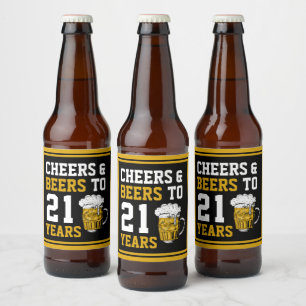 Étiquette Pour Bouteilles De Bière 21e anniversaire Cheers & Bières à 21 ans
