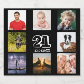 Étiquette Pour Bouteilles De Bière 21e anniversaire fête photo collage mec noir (Étiquettes simples)