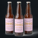 Étiquette Pour Bouteilles De Bière 21st Birthday Born 2002 Ajouter le nom Pink Grey<br><div class="desc">Anniversaire personnalisé ajoutez votre nom et étiquette de bière année. Modifiez le nom et l'année avec le modèle fourni. Un merveilleux article de fête d'anniversaire rose personnalisé. Plus de cadeaux et de fournitures de fête disponibles avec le design "normes de fixation" dans le magasin.</div>