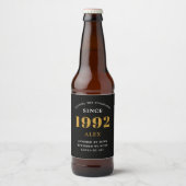 Étiquette Pour Bouteilles De Bière 30e anniversaire Nom 1992 Black Gold Elegant Chic (Devant)