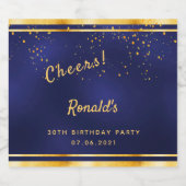 Étiquette Pour Bouteilles De Bière 30e fête d'anniversaire sombre marine bleu or appl (Étiquettes simples)