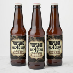 Étiquette Pour Bouteilles De Bière 40e anniversaire Thème Vintage Anniversaire Fête N