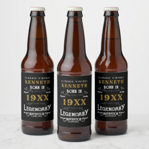 Étiquette Pour Bouteilles De Bière 40e anniversaire Vintage Black Gold Nom de l'ajout