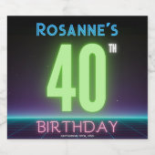 Étiquette Pour Bouteilles De Bière 40e fête d'anniversaire 80s Retro Neon Connexion p (Étiquettes simples)