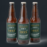 Étiquette Pour Bouteilles De Bière 40th Birthday Vintage Green Gold Ajouter un nom An<br><div class="desc">Pour ceux qui fêtent leur 40e anniversaire, nous avons le étiquette idéal de fête de la bière avec une sensation vintage. L'arrière - plan vert avec un design typographique vintage blanc et or est simple et élégant avec une touche rétro. Customisez facilement le texte de ce cadeau d'anniversaire en utilisant...</div>