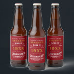 Étiquette Pour Bouteilles De Bière 40th Birthday Vintage Red Gold Ajouter un nom Anné<br><div class="desc">Pour ceux qui fêtent leur 40e anniversaire, nous avons le étiquette idéal de fête de la bière avec une sensation vintage. L'arrière - plan rouge avec un design typographique vintage blanc et or est simple et élégant avec une touche rétro. Customisez facilement le texte de ce cadeau d'anniversaire en utilisant...</div>
