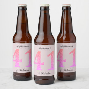 Étiquette Pour Bouteilles De Bière 41e Anniversaire Quarante et un Fabuleux Blush Ros