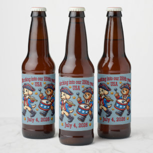 Étiquette Pour Bouteilles De Bière 4 juillet USA 250e anniversaire Semiquincentenaire