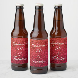 Étiquette Pour Bouteilles De Bière 50 Et Fabuleux Anniversaire Rouge Blanc Parties sc