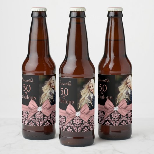 Étiquette Pour Bouteilles De Bière 50 et fabuleux nom monogramme de fête d'anniversai (Bouteilles)