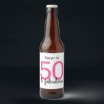 Étiquette Pour Bouteilles De Bière 50 et Fabulous Ladies 50th Birthday Party<br><div class="desc">Une amusante bouteille colorée de 50ème anniversaire étiquette pour personnaliser les boissons à la fête. Ce design présente la typographie "50 et fabuleux" est rose chaud et noir.</div>