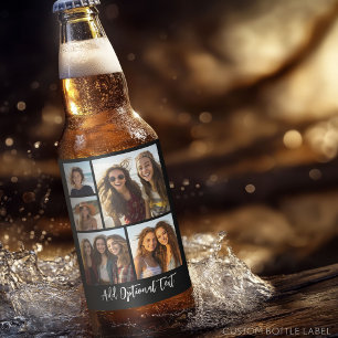 Étiquette Pour Bouteilles De Bière 5 Collage photo Texte facultatif — PEUT Modifier l