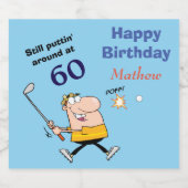 Étiquette Pour Bouteilles De Bière 60 Golfeur d'anniversaire (Étiquettes simples)